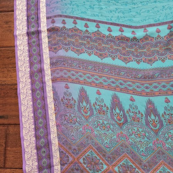 blue sari / 6 yards fabric - Picture 6 of 6